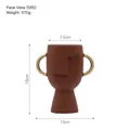 Brown ceramic Nordic face vase with minimalist lines and gold handles, height 18cm - Face Vase (565)