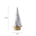 Décoration sapin en céramique motif marbre et socle doré, hauteur 21 cm largeur 9 cm - Blanc Moyen