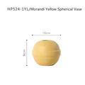 Jarrón esférico de cerámica amarilla mate Morandi, dimensiones 10cm por 9cm, estilo moderno - Esférico Amarillo HP524-1