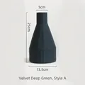 Jarrón geométrico moderno de cerámica en verde oscuro mate terciopelo decorativo - Verde Oscuro Estilo A - TK032 (Terciopelo Esmerilado)