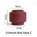 Jarrón geométrico nórdico de cerámica burdeos estilo C con acabado mate elegante - Burdeos C-TK036