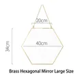 Large geometric hexagonal wall mirror with golden brass frame and hanging chain - Brass Hexagonal Mirror (Large)