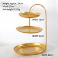 Three-tier golden metal storage tray for keys and jewelry with Nordic luxury design - C16-JS-3-Tier Tray (Gold)