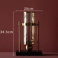 Modern gold metal frame glass vase with black marble base, 34.5cm height ornament - Small Size Candlestick