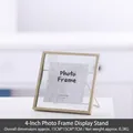 Golden 4-inch square floating metal frame with transparent glass for desktop display - Gold Cat Bracket Frame - 4 Inch / Gold