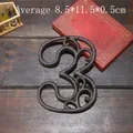 Industrial cast iron decorative number 3 wall plaque with vintage scroll patterns - Hollow Number 3