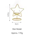 Portacandele a forma di stella dorata in ferro con vetro, decorazione da 15 cm - Portacandele Stile Stella