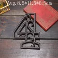 Industrial cast iron number 4 wall decor plaque with vintage bronze finish for DIY signs - Hollow Number 4