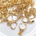 Cierres de colgante de herradura chapados en oro de 14K con pequeños diamantes para bricolaje - Oro de 14K (Color Preservado)