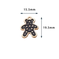 Black bear pendant with gold star and 15.5mm x 19.5mm size markings on white background - Black