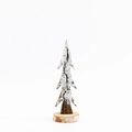Nordic wooden Christmas tree with natural bark texture and white snow-tipped finish - Log Tree Medium