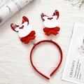 Christmas reindeer antler headband with red plush fabric and festive spring-mounted dolls - Red Christmas Reindeer Style 19