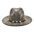 Sombrero fedora de serpiente con cinta étnica de turquesas y conchas para hombre y mujer - M (56-58cm) / gris oscuro