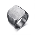 Anillo de sello cuadrado minimalista para hombre de acero inoxidable plateado con cepillado - Talla US 9 / Plata antigua