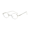 Silver retro oval sunglasses with star-shaped embossed metal frames and polished finish - Silver Frame Clear Lens