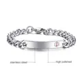 Macro shot of high polished medical alert bracelet showing medical symbol on a steel bar - 20.5cm (BR-288) / Silver