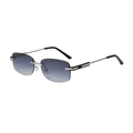 Frameless sunglasses with blue-grey gradient lenses and slim silver metal frames - Black Silver Frame Gradient Grey