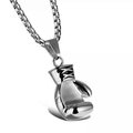 Collana in acciaio al titanio argento con ciondolo guantone da boxe 3D e catena - Guantone Da Boxe Con Catena In Acciaio Inossidabile