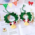 Green knitted pet Christmas collar set with red bows and bells for cats and dogs - S (1-3kg) / Christmas Bell Green Collar