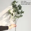 Artificial green Eucalyptus apple leaf spray 84cm long for Nordic home decor - 84cm/6 Forks / Green