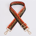 Adjustable crossbody bag strap with vibrant orange and black flame pattern and gold hooks - Pattern 96 (Gold Hook)