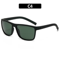 Polarized sports cycling sunglasses C4 in black textured frame and dark green lenses - Black Frame - Green Lens (C4)