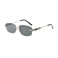 Fashion rimless sunglasses with gradient grey lenses and gold metal temples - Black Gold Frame Grey Lens