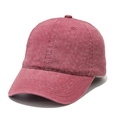 Vintage washed cotton baseball cap in dark pink with a classic curved brim design - L (58-60cm) / Burgundy
