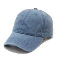 Classic washed blue cotton baseball cap with vintage distressed style for outdoors - L (58-60cm) / Navy Blue
