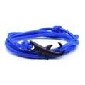 Blue braided nautical bracelet with black shark hook clasp for men and women - Blue