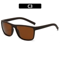 Polarized sports sunglasses for men in brown checkered frame with C3 dark brown lenses - Black Frame - Dark Brown Lens (C3)