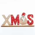 Wooden XMAS sign decoration featuring a Santa Claus figure and white snowflakes - Santa Claus (XMAS)