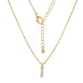 Elegant gold-tone chain necklace featuring a rectangular diamond-set alphabet pendant - Letter I (XL00063-I)