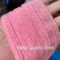 Faceted 3mm rose quartz stone beads for jewelry making in natural pink gemstone finish - Rose Quartz 3mm