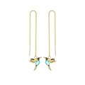 Orecchini a filo con colibrì dorati con cristallo blu a forma di goccia d'acqua - Oro Pietra Blu Nero Filo (03#S51)