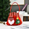 Christmas gift bag with Santa Claus and 3D tree applique in festive red fabric - Small Striped Handle Santa