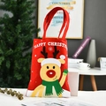 Red felt Christmas gift bag featuring a 3D reindeer doll and Happy Christmas text - HOHO Handle Reindeer