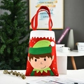 Christmas felt gift bag featuring a green elf character and sturdy red handles - HOHO Handle Elf