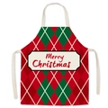 Red and green argyle Christmas apron with Merry Christmas text for festive kitchen use - One Size / Christmas 01