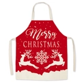 Red Christmas apron with reindeer pattern and Merry Christmas text on white background - Christmas 08