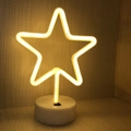 Star shaped LED neon night light with warm yellow glow and white circular base - Star (Warm White) With Base