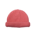 Gorro de punto rosa coral para niños con diseño de canalé para otoño e invierno - Rosa