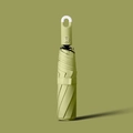 Olive green automatic umbrella with a built-in circular LED light ring handle - Matcha Green (Buckle Handle)