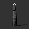 Automatic umbrella with integrated LED ring handle and carabiner hook in black finish - Black (Buckle Handle)