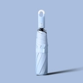 Light blue automatic folding umbrella with a unique circular handle and silver button - Sky Blue (Buckle Handle)