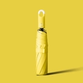 Bright yellow automatic folding umbrella with U-shaped ring handle on minimalist background - Yellow (Buckle Handle)
