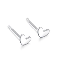 Minimalist S925 sterling silver heart stud earrings with polished metallic finish - Heart Stud Earrings