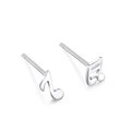 Minimalist S925 sterling silver music note stud earrings in polished silver finish - Musical Note Studs