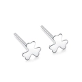 Minimalist S999 sterling silver stud earrings in a polished clover leaf design - Clover Studs (S999 Silver)