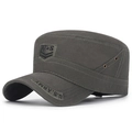 Olive green cotton cadet cap with military embroidery and breathable metal eyelets - Adjustable / Army Green